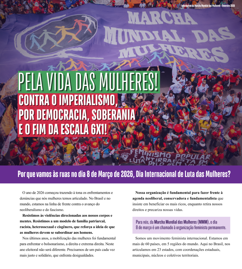Acesse o novo jornal da MMM rumo ao 8 de março 2026: Pela vida das mulheres! Contra o imperialismo, por democracia, soberania e o fim da escala 6×1!